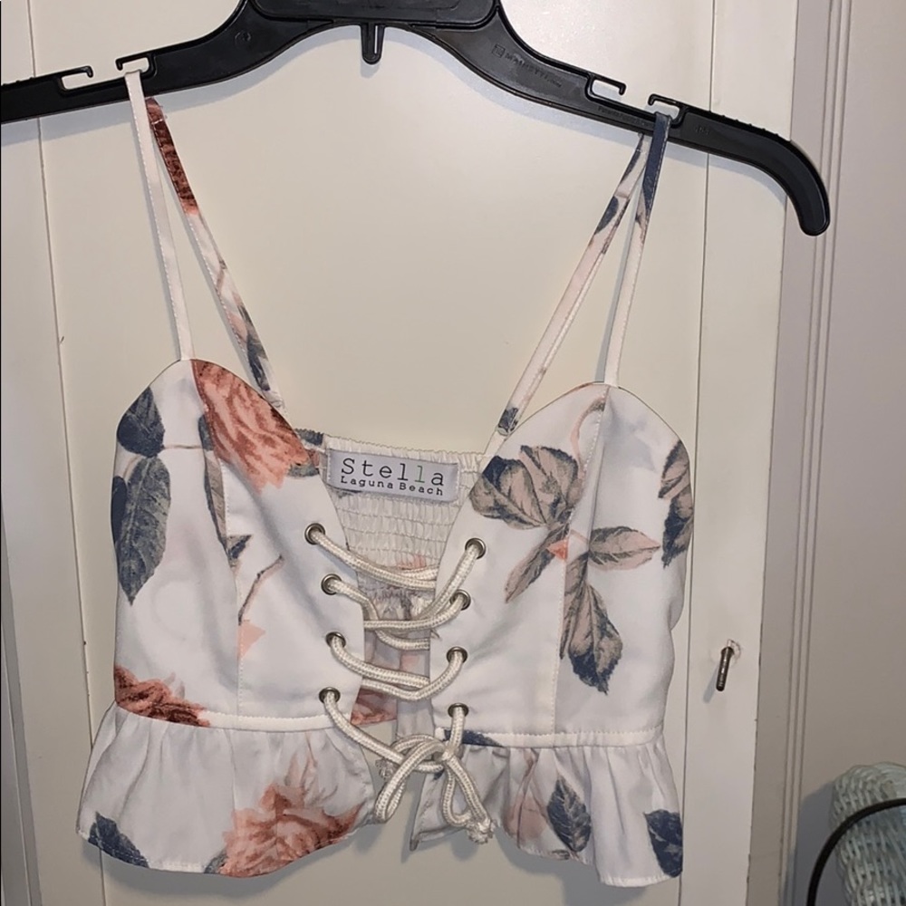flowered tie crop top